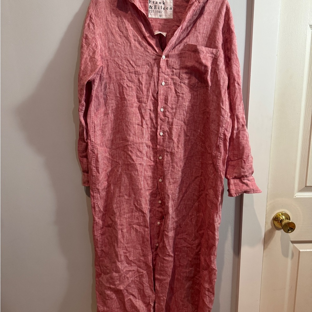 REVOLVE Frank & Eileen Red Button-Front Linen Maxi Dress M - Picture 8 of 8